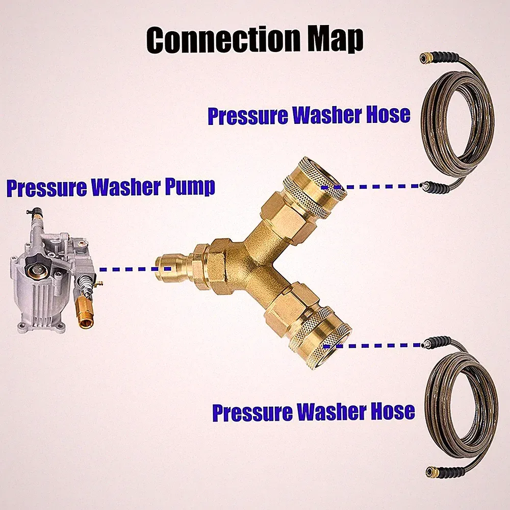Pressure Washer Tee Splitter Coupler 5000PSI Brass Brand New 4.0 GPM