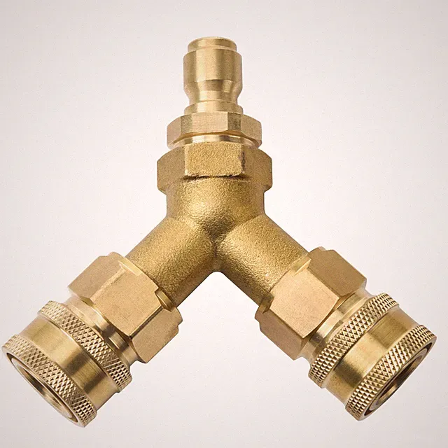 Pressure Washer Tee Splitter Coupler Quick Connect Two Gun 3/8 Inch Fitting