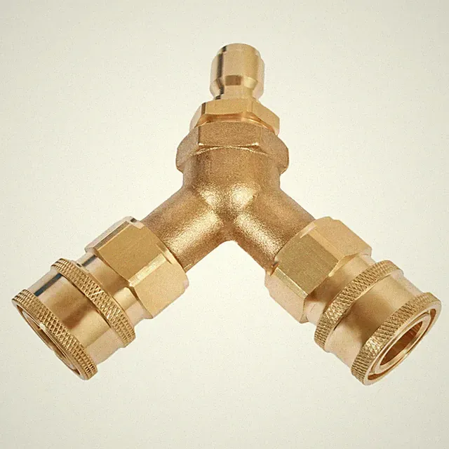 Pressure Washer Tee Splitter Coupler Quick Connect Two Gun to One