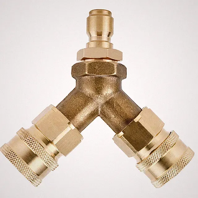 Pressure Washer Tee Splitter Coupler Quick Connect Two Gun To One 3/8 Inch