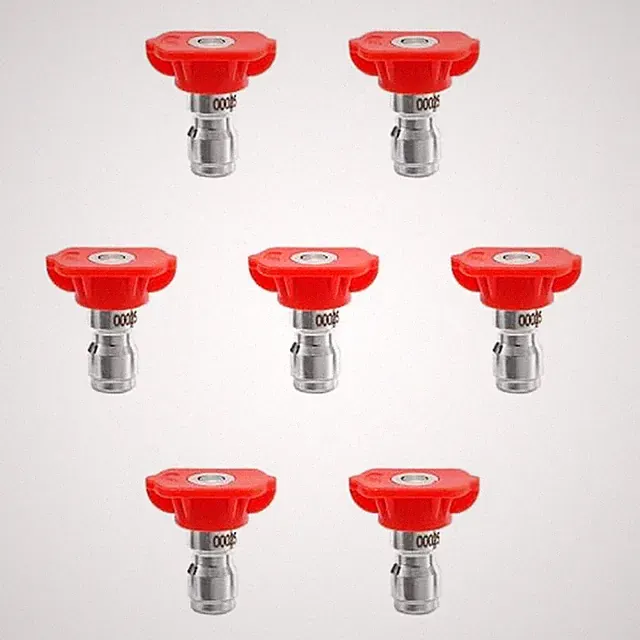 Pressure Washer Tips, 0° Red Nozzle 7 Pack for Cars/Driveways/Patios