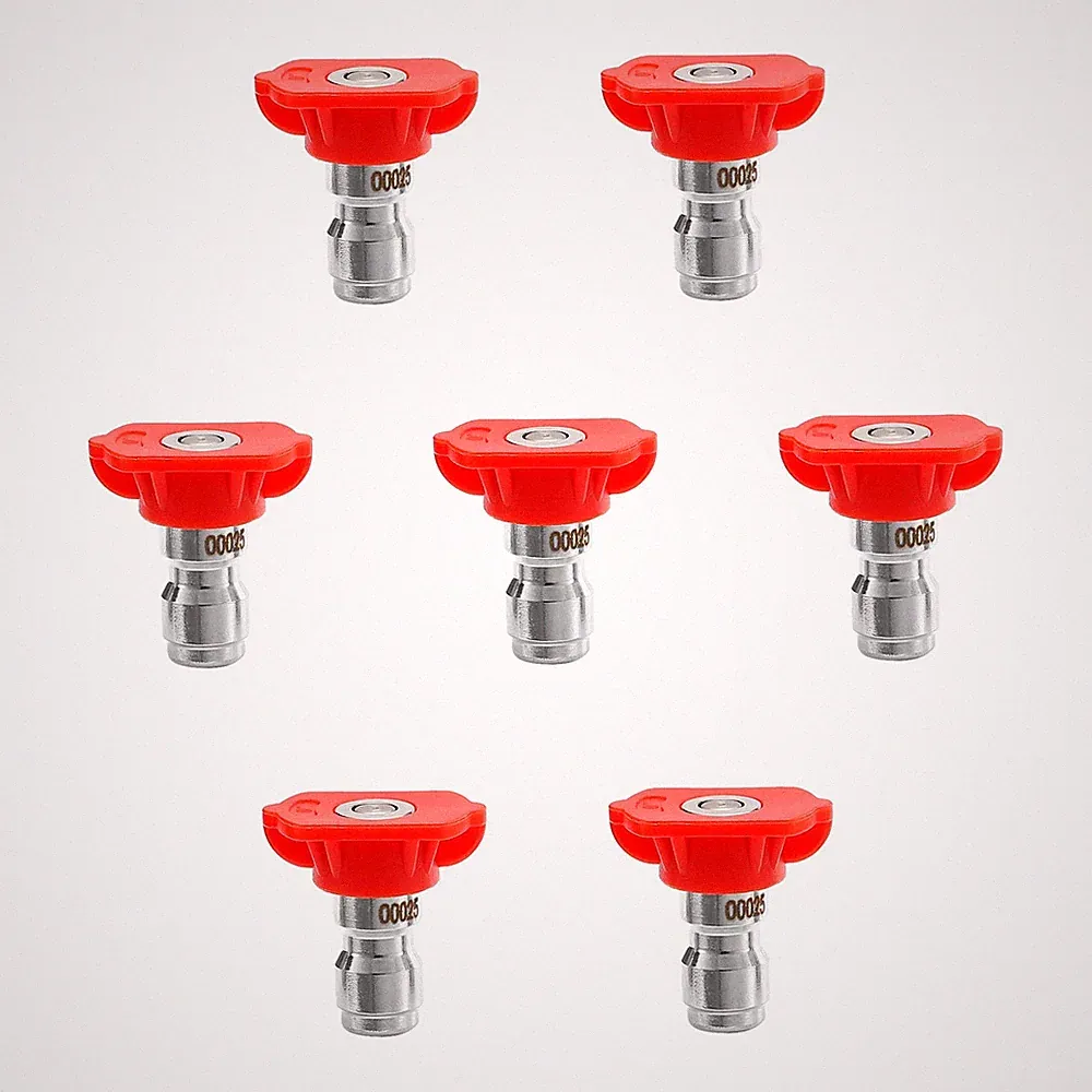 Pressure Washer Tips, 0° Red Nozzle 7 Pack for Cars/Driveways/Patios