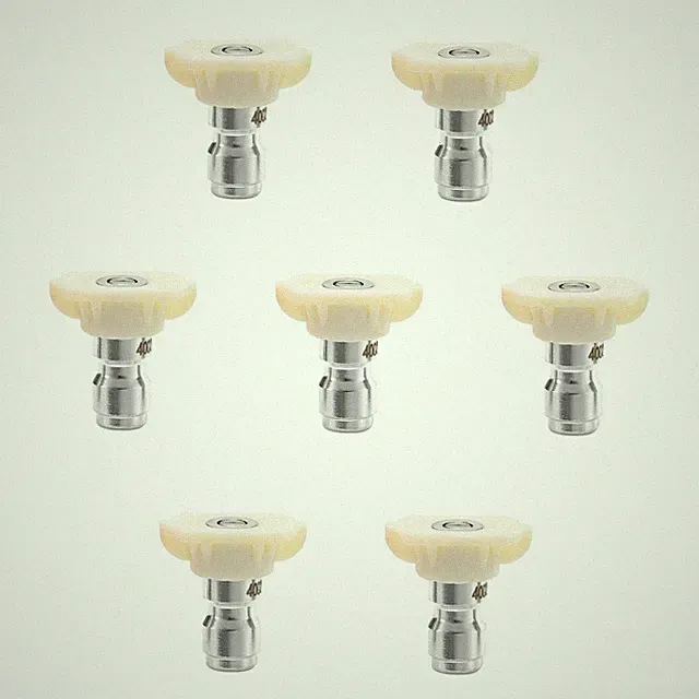 Pressure Washer Tips, White 40° Nozzle, 7 Pack, for Cars Driveways | Power