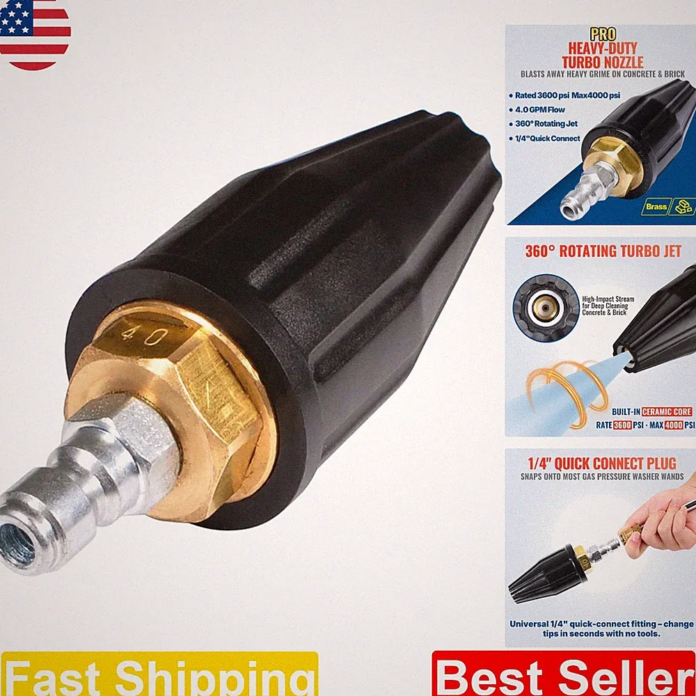 Pressure Washer Turbo Nozzle 4000 PSI Hot Water Rotating Cleaning