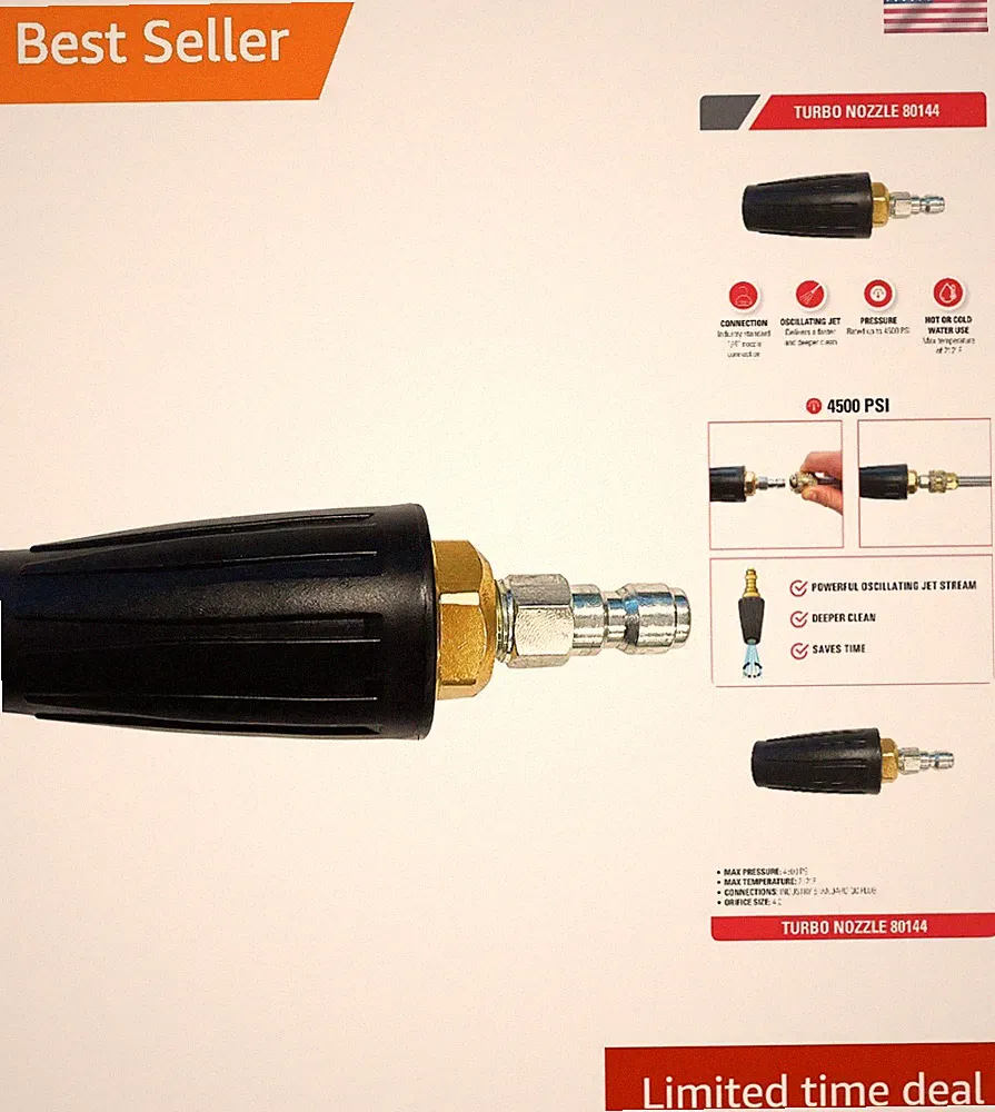 Pressure Washer Turbo Nozzle 4500 PSI Quick Connect Replacement for Gas Units