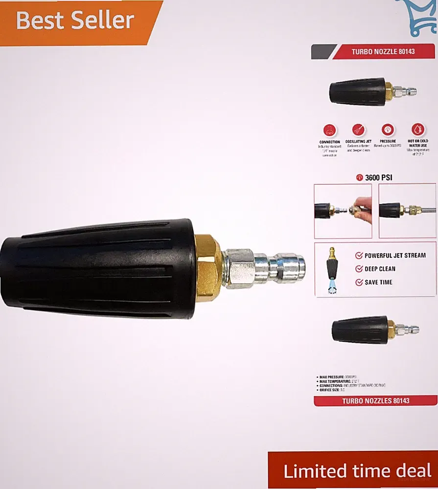 Pressure Washer Turbo Nozzle Vinyl 3600 PSI Quick Connect Hot-Cold Water