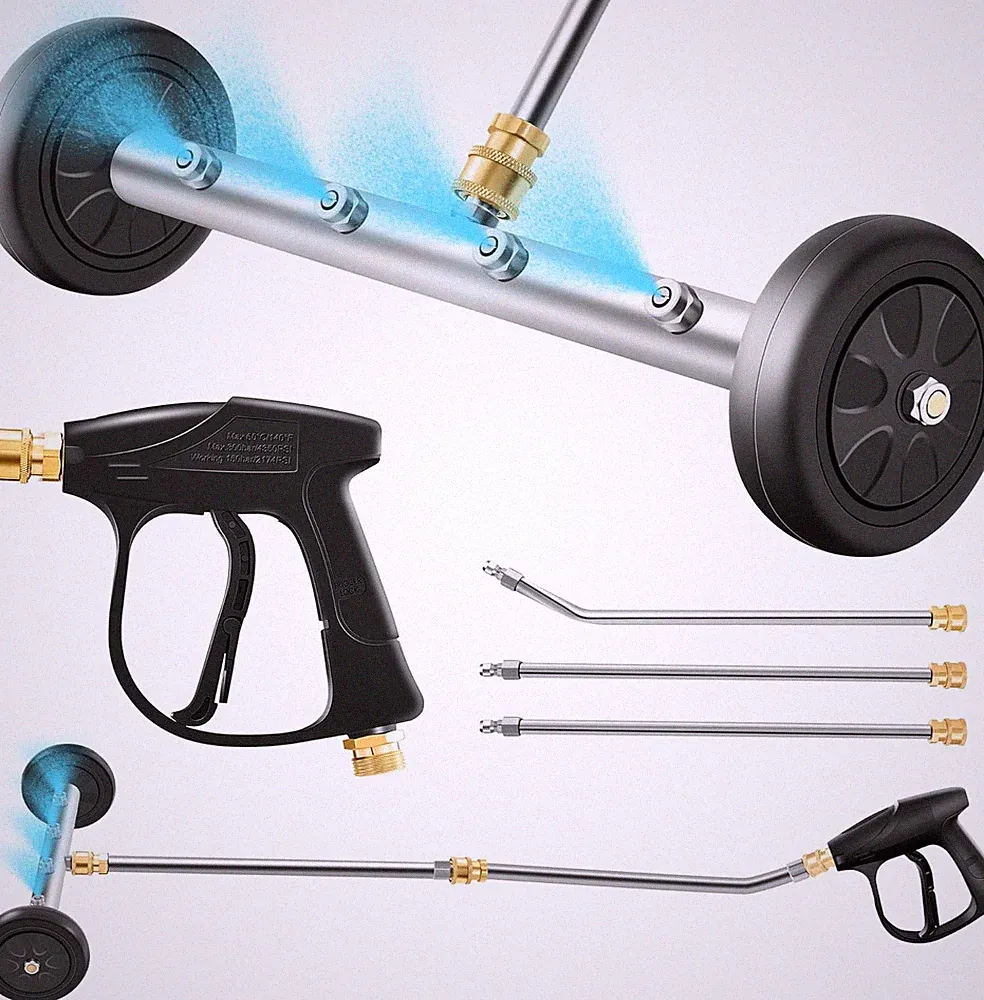Pressure Washer Undercarriage Attachment w/ 4200PSI Water Broom &Extension Wands