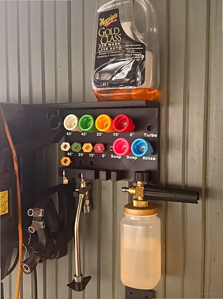 Pressure Washer Wall Mount Organizer Rack – Foam Cannon, Nozzle & SprayGunHolder