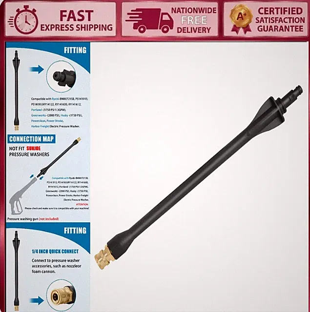 Pressure Washer Wand 308494075 - Universal Fit for 2000 PSI Models, Durable & Ef
