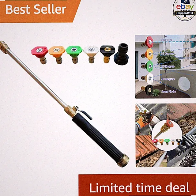 Pressure Washer Wand 5 Nozzles Brass Quick Connect for Car Lawn Cleaning