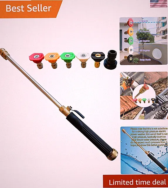 Pressure Washer Wand, Brass Nozzle Quick Connect Sprayer for Car Pool Patio L...