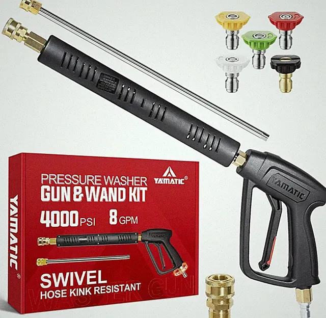 Pressure Washer Wand with Stainless Steel Extension Lance 4000PSI | Swivel 3/8"