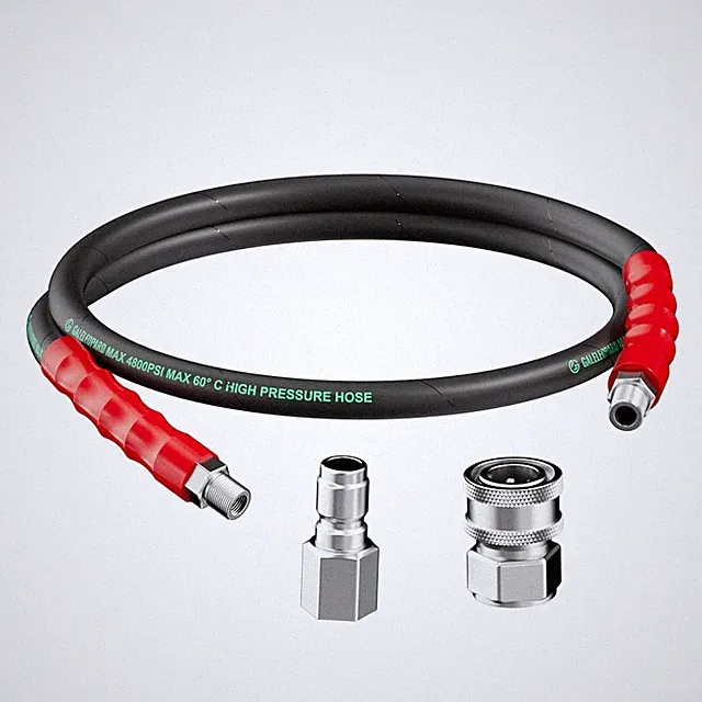 Pressure Washer Whip Hose 10FT 3/8" Steel Braided Hose Reel Connector Line