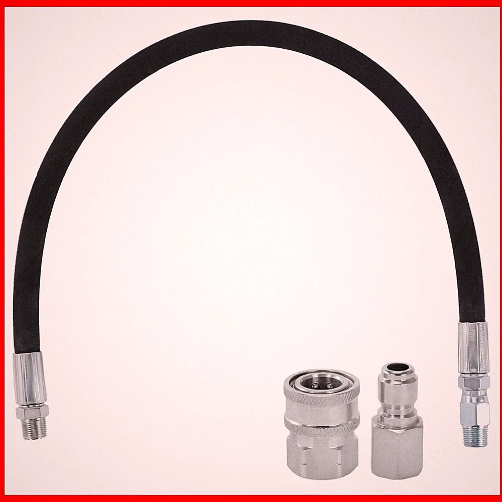 Pressure Washer Whip Hose 2 FT with Swivel, 3/8" NPT, 2 Adapters