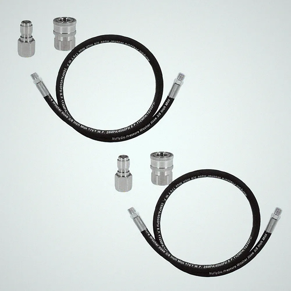 Pressure Washer Whip Hose Reel Connector 10FT,3/8'' NPT Quick Connect Plug