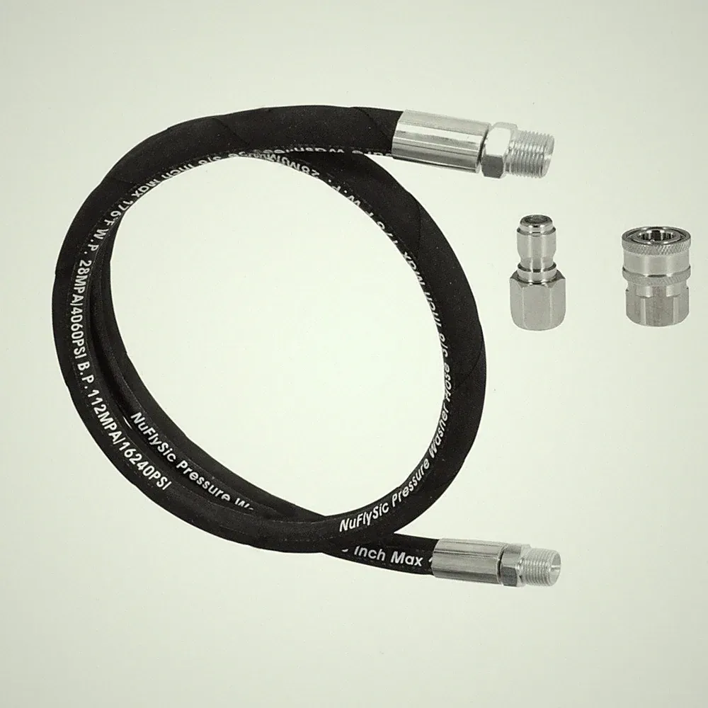Pressure Washer Whip Hose Reel Connector 10FT, 3/8'' NPT Quick Connect Plug