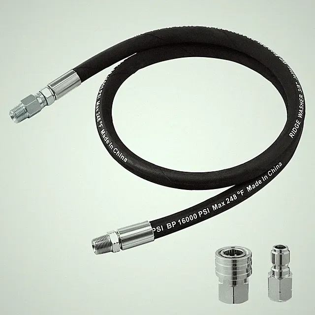 Pressure Washer Whip Hose with Swivel, 3/8'', 4 FT, 4000 PSI | Reel Connector...