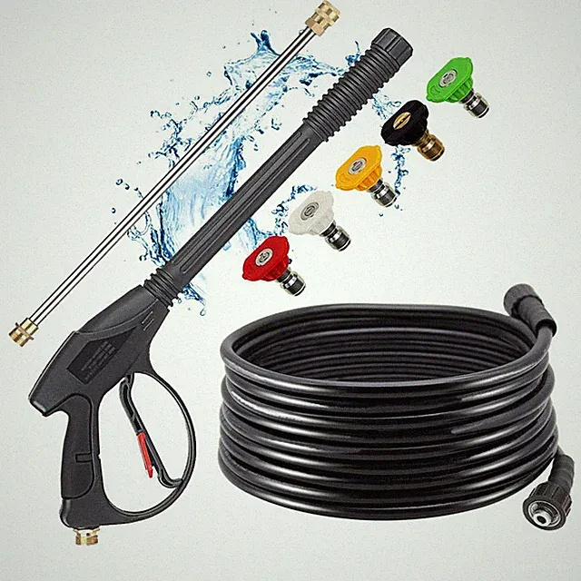Pressure Washer with 26" Hose, 16" Extension Wand, 5 Nozzle Tips, M22 15mm &...