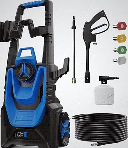 Pressure Washer with 500ML Foam Canno for Car, Road, Yard Cleaning Blue