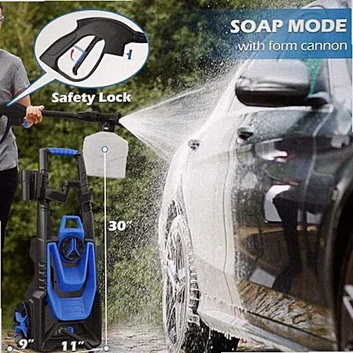 Pressure Washer with 500ML Foam Canno for Car, Road, Yard Cleaning Blue