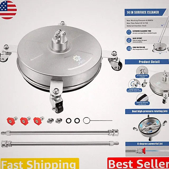 Pro 14" Surface Cleaner for Pressure Washers - 4000 PSI, Stainless Steel, Fas...