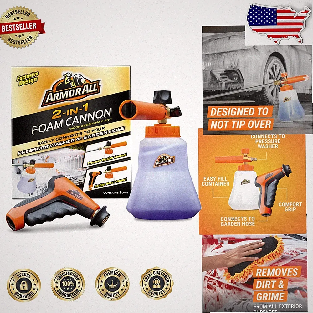 Pro 2-in-1 Car Foam Cannon: Powerful Pressure Washer & Garden Hose Soap Sprayer