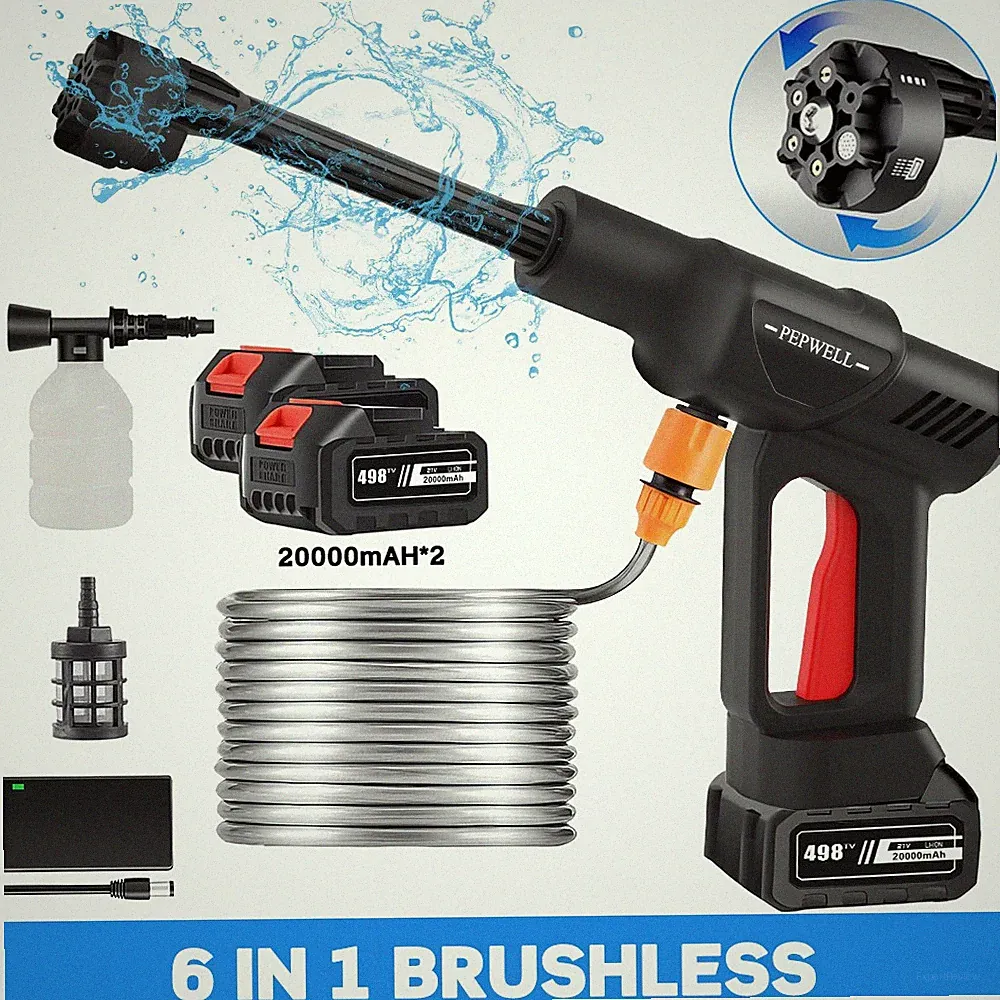 Pro Cordless Pressure Washer 870PSI 1.2GPM 6in1 Nozzle 20000mah Electric Washer