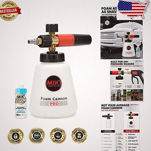 Pro Foam Cannon V2.0: Thicker Snow Foam Tech, 40oz, 1/4" Quick Connector