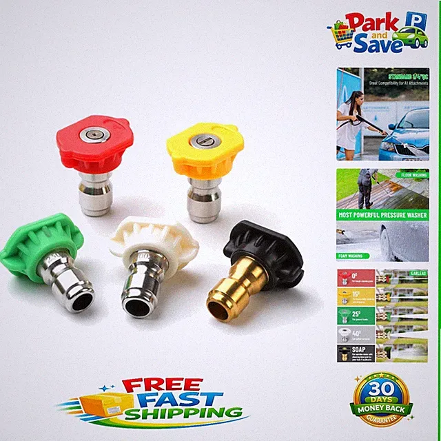 Pro-Grade 5-Pack Pressure Washer Tips - 4500 PSI Nozzle Set for Quick Connect