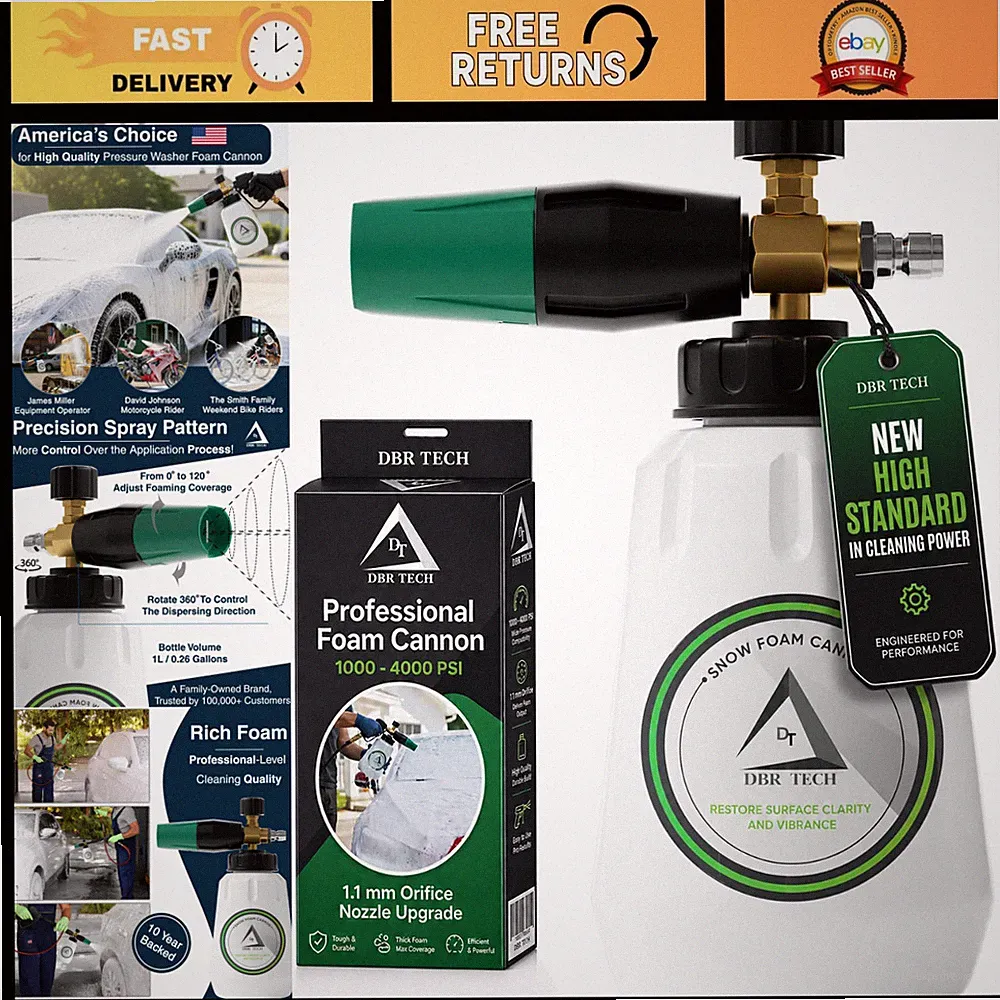 Pro Grade Foam Cannon for Pressure Washer | 1.1mm Orifice, 1000-4000 PSI