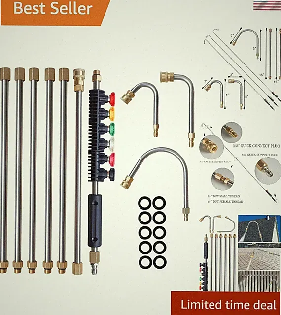 Professional 10-Pack Stainless Steel Pressure Washer Wands with 4000 PSI Power