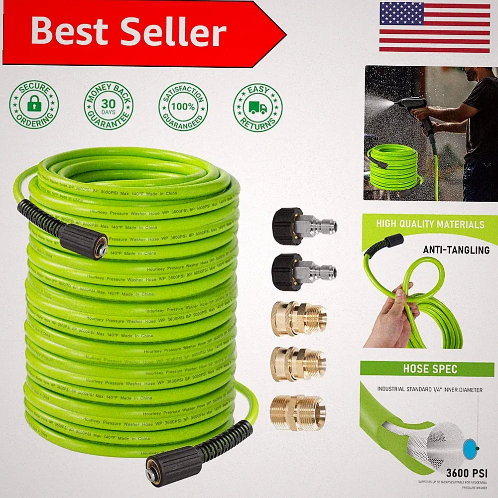 Professional 100 FT Pressure Washer Hose - Kink Resistant & Weather Resistant