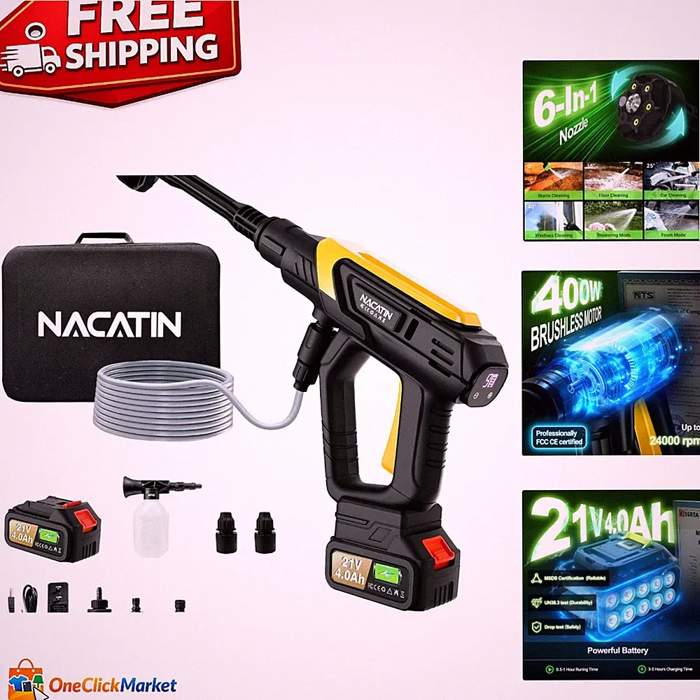 Professional 1000PSI Battery-Powered Pressure Washer – Flexible Cleaning Options