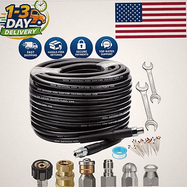 Professional 100FT Drain Cleaner Hose with Quick Connect & Accessories Included