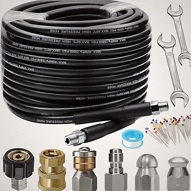 Professional 100FT Sewer Jetter Kit - 5800 PSI Drain Cleaner Hose with Nozzles