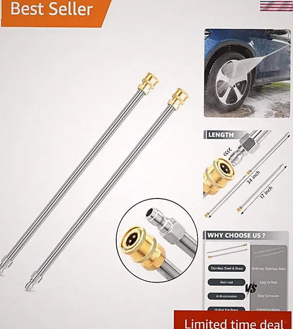 Professional 17 Inch Extension Wands for Pressure Washers - 2 Pack, Easy Connect