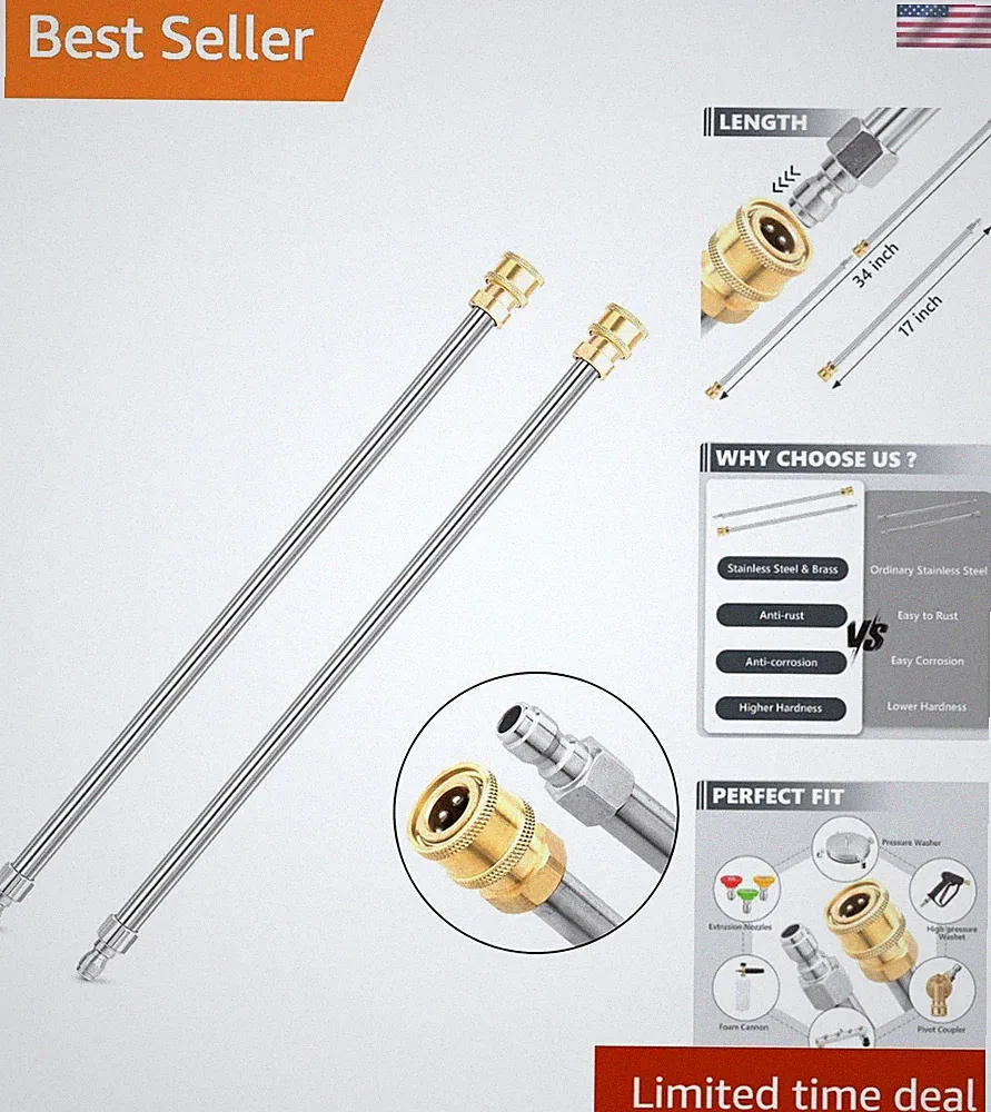 Professional 17 Inch High-Pressure Washer Wands - 2 Pack, Quick Connect Features
