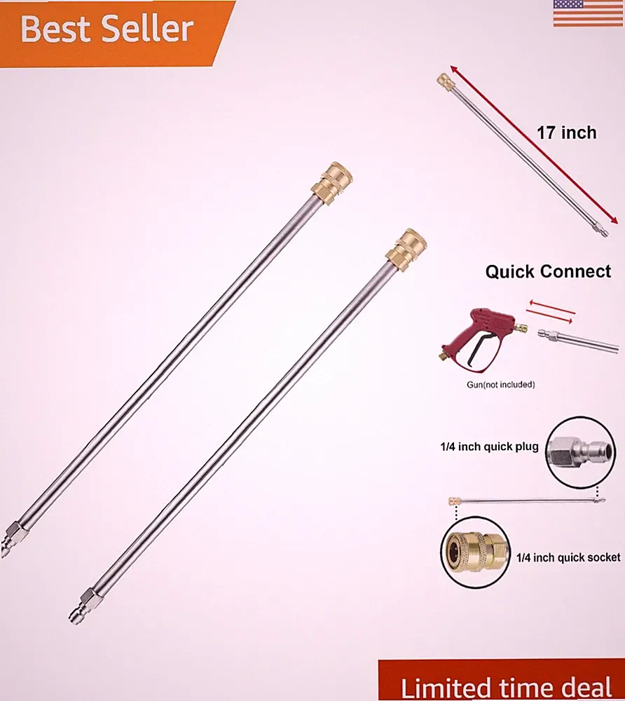 Professional 17 Inch Stainless Steel Pressure Washer Wand - 2 Pack, 4000 PSI