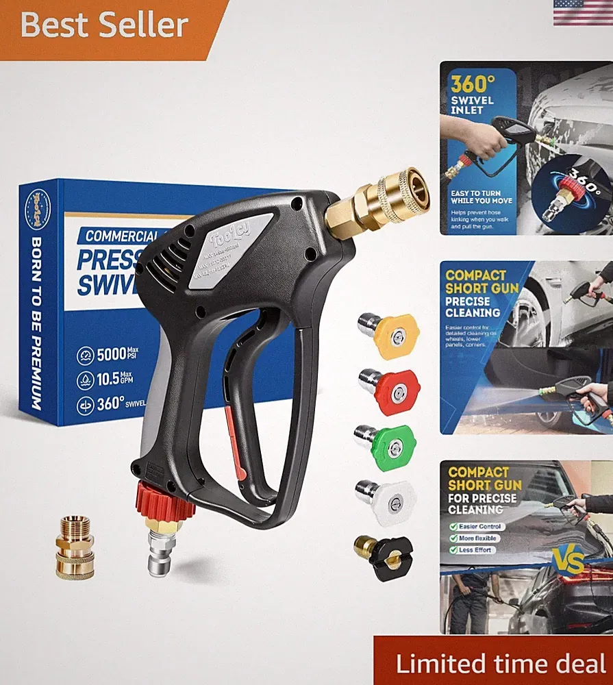 Professional 5000 PSI Compact Pressure Washer Gun with Nozzle Attachments