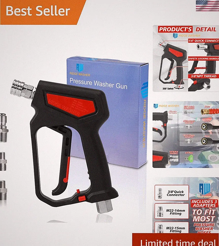 Professional 5000 PSI Pressure Washer Gun with Quick Connectors & Swivel Design