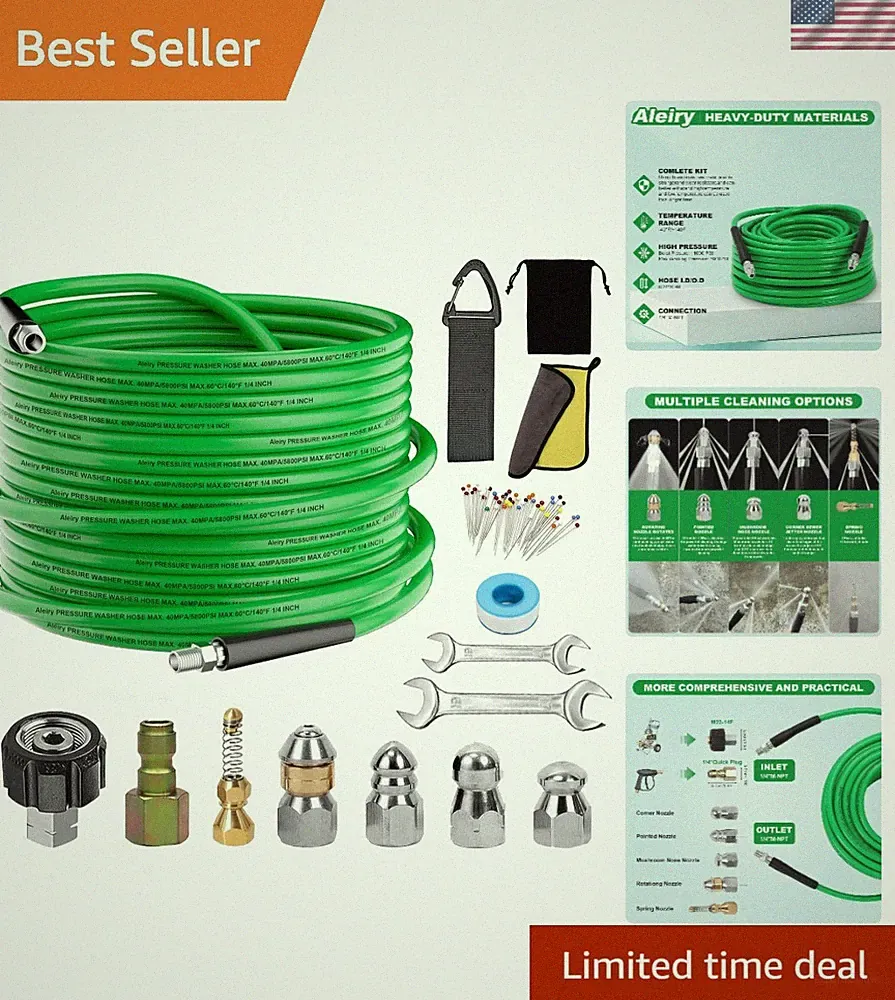 Professional 50ft Sewer Jet Kit with 14 Nozzles, 5800 PSI Pressure Washer Hose