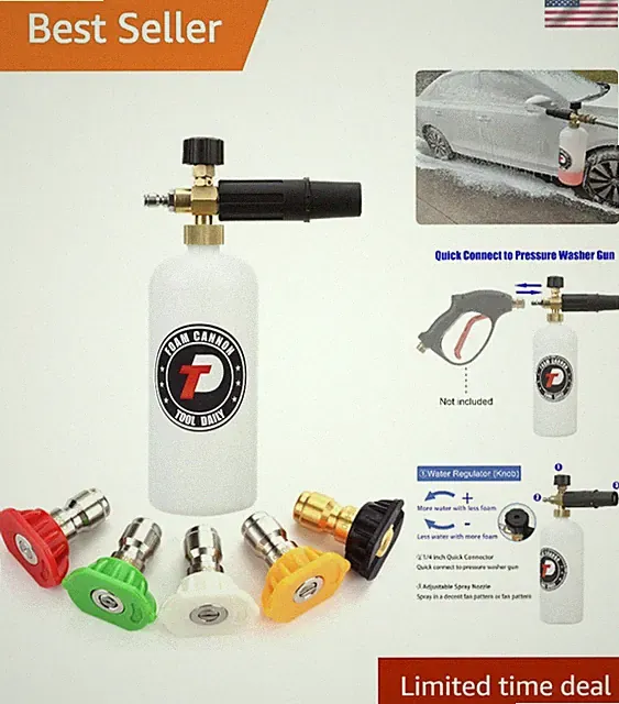 Professional Foam Cannon - 1/4'' Connector, 3000 PSI, 5 Nozzle Tips Included