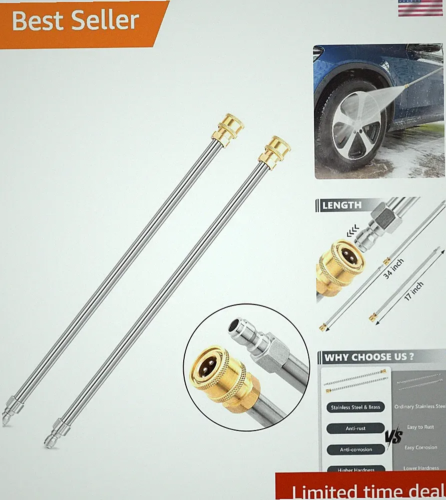 Professional Grade 17" Stainless Steel Pressure Washer Wands - 4000 PSI Duo Pack