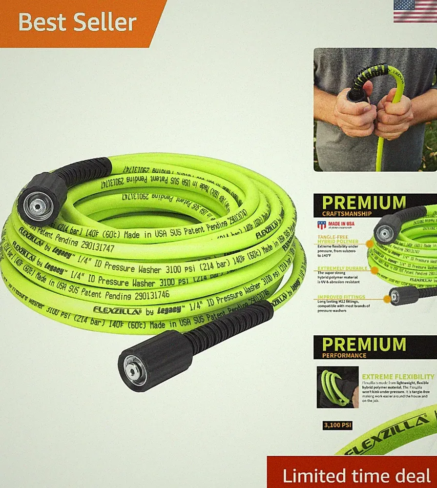 Professional-Grade 50 Ft. Pressure Washer Hose with M22 Fittings - ZillaGreen
