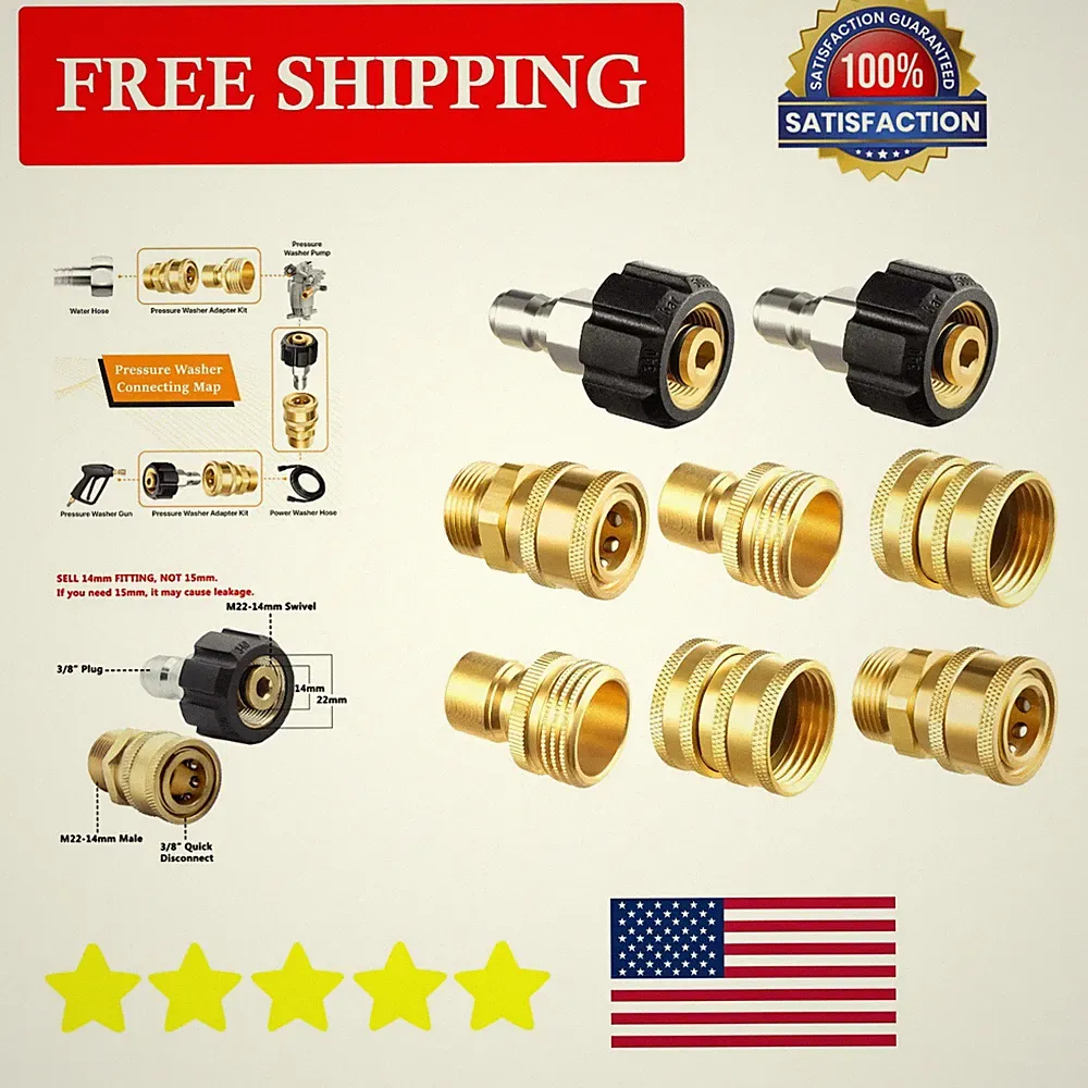 Professional Grade Pressure Washer Quick Connect and Disconnect Set - Brass