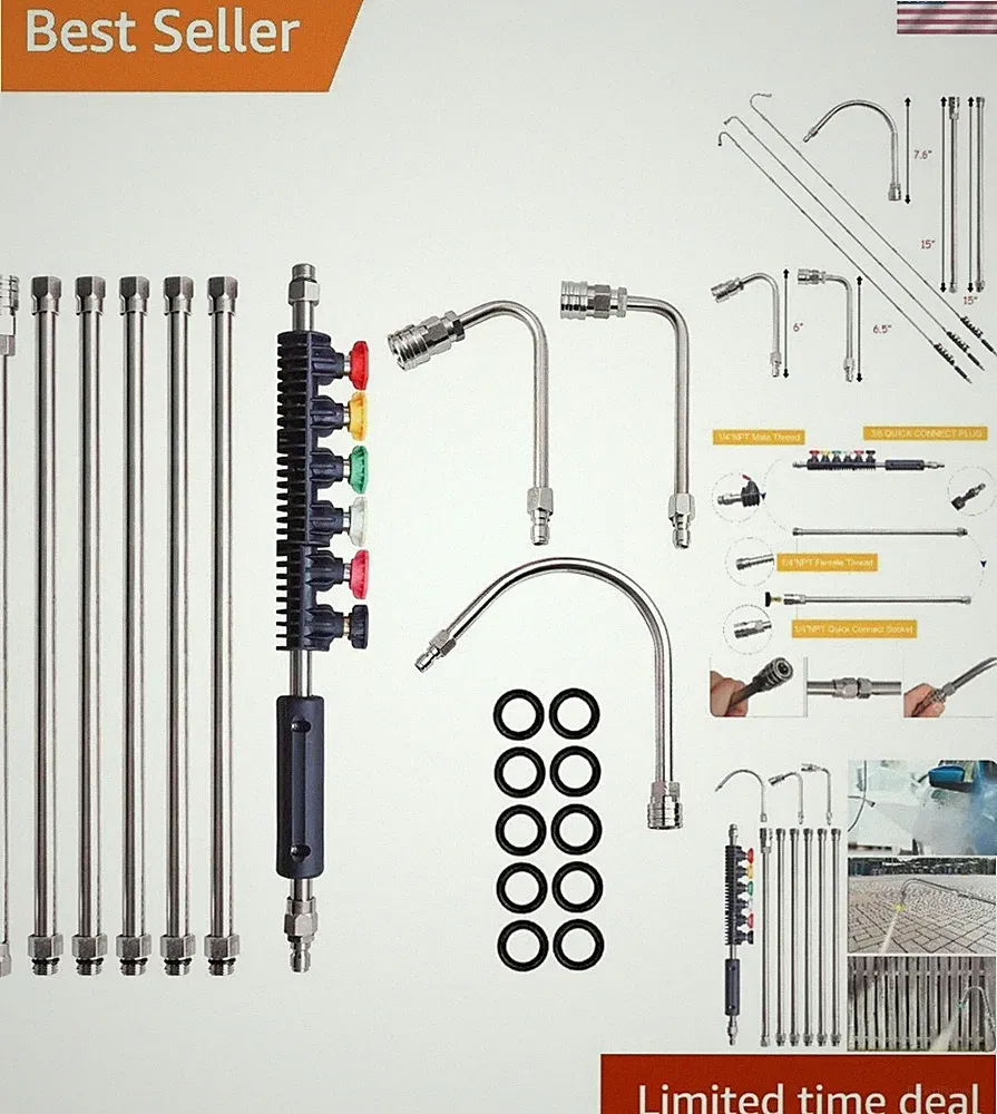 Professional Grade Pressure Washer Wand Set - 10 Pieces with 4000 PSI Capability