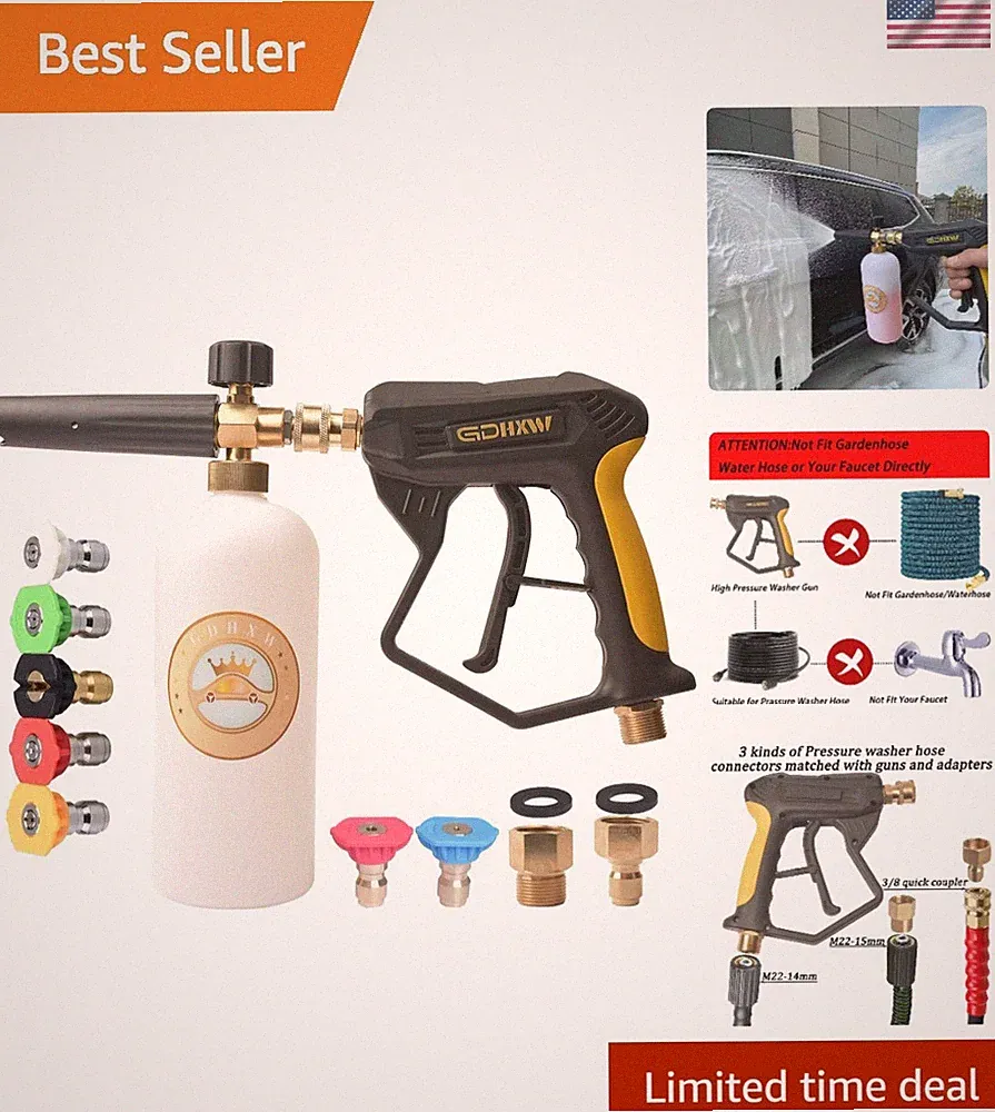 Professional-Grade X-887 Pressure Washer with Foam Cannon & Adjustable Nozzles