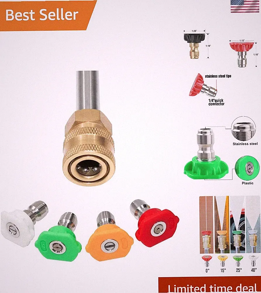 Professional High Pressure Washer Nozzle Tips - 4 Versatile Attachments Included
