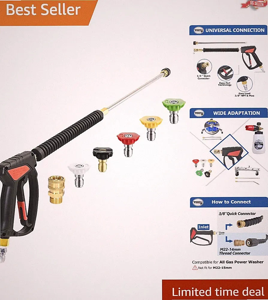 Professional Hot Water Pressure Washer Gun with Swivel Gun and Extension Wand
