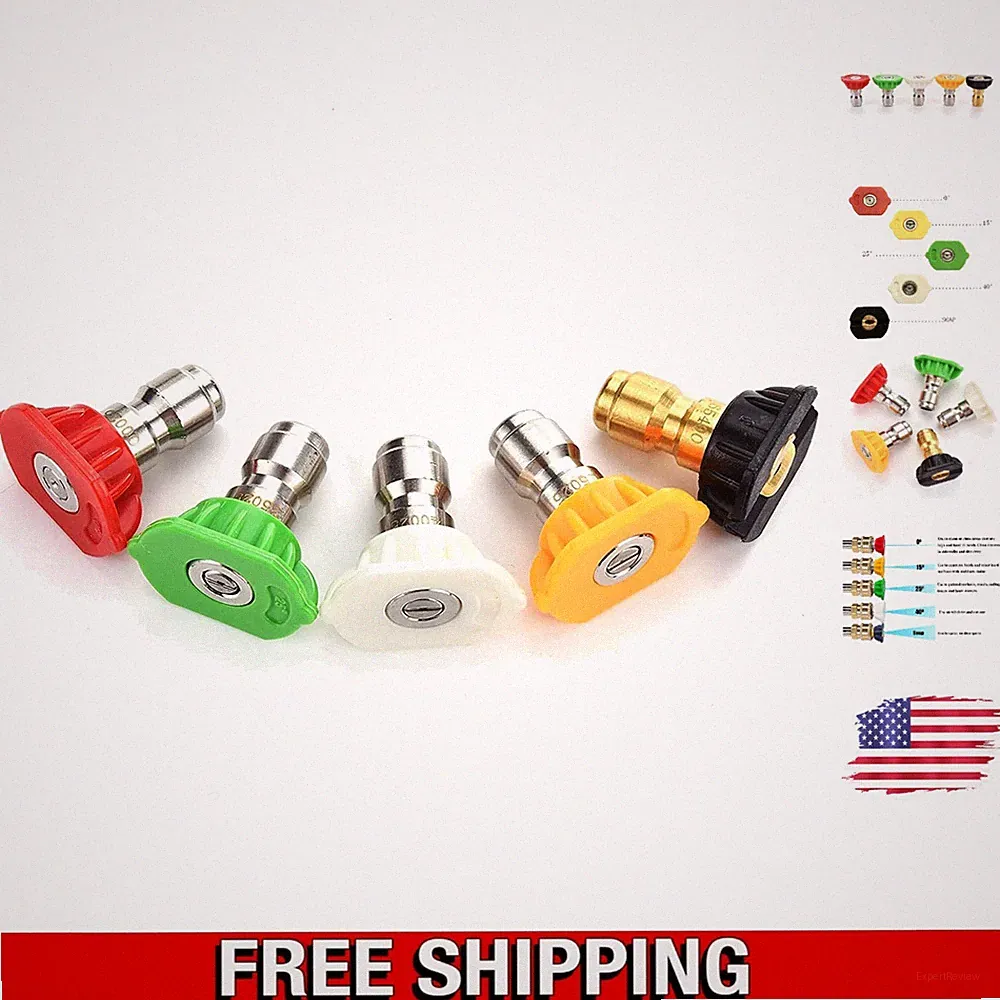 Professional Pressure Washer Nozzles: 5-Pack, 1/4 Inch, Quick-Connect, 2.5 GPM